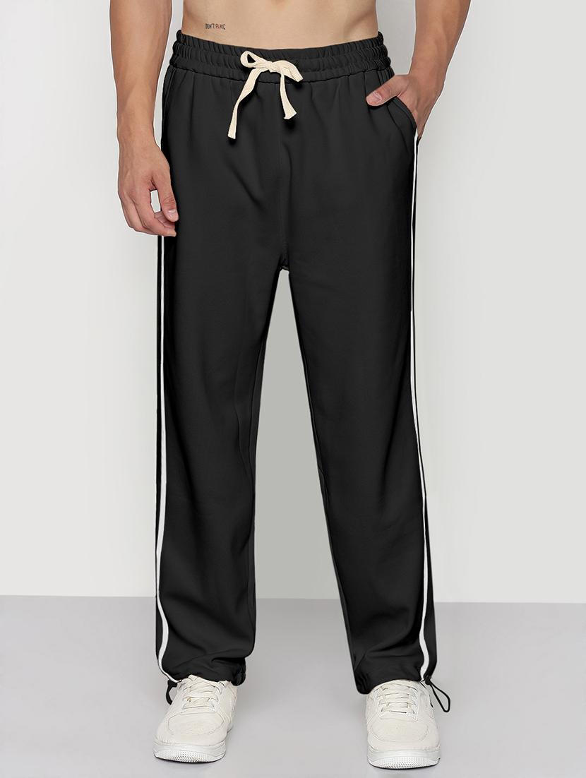 men side taped mid rise full length track pant