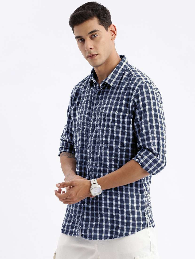 men checkered long sleeve regular fit casual shirt - 21968077 -  Standard Image - 1