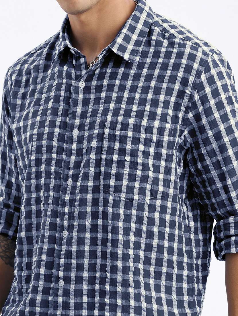 men checkered long sleeve regular fit casual shirt - 21968077 -  Standard Image - 4