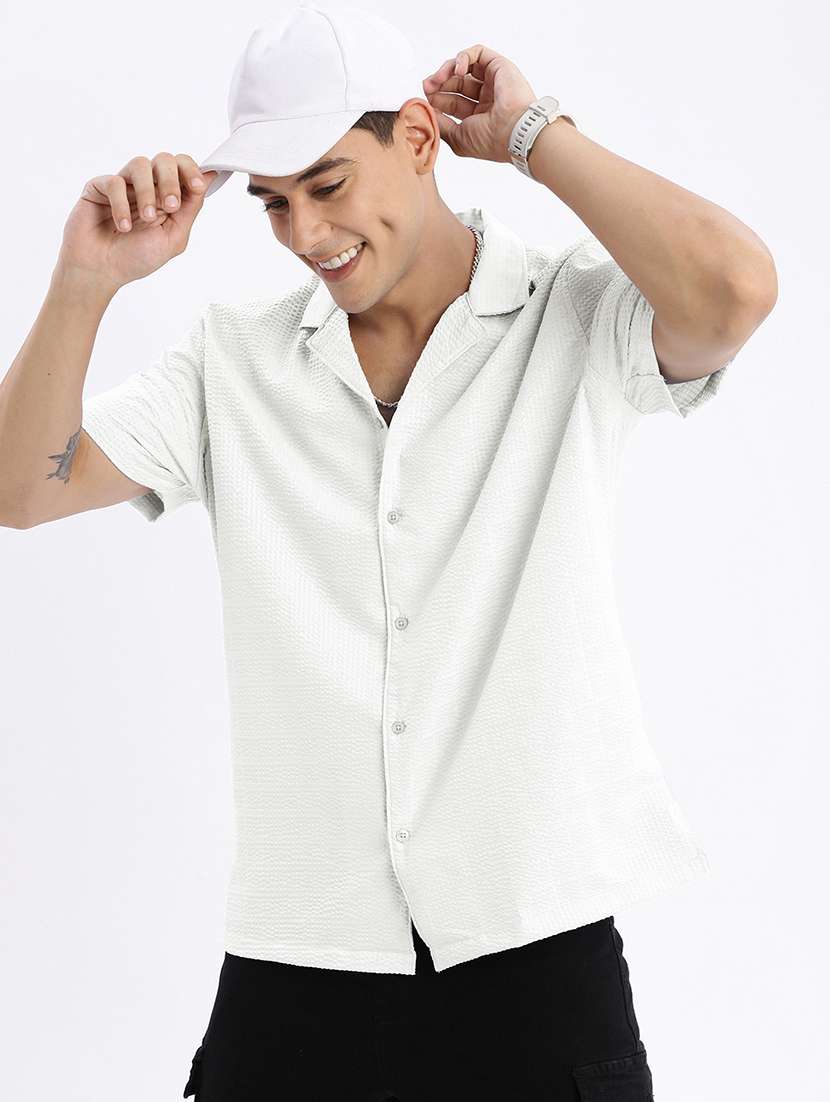 men solid short sleeve regular fit casual shirt