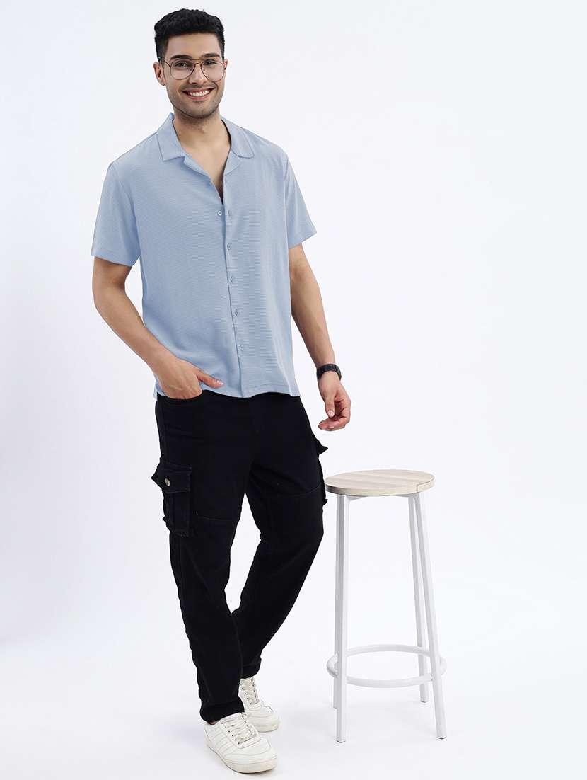 men solid short sleeve regular fit casual shirt - 21968080 -  Standard Image - 4