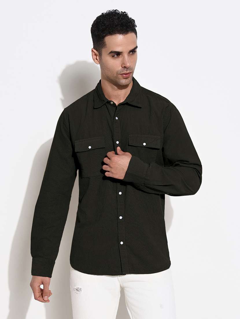 men solid long sleeve collared casual shirt - 21968082 -  Standard Image - 1
