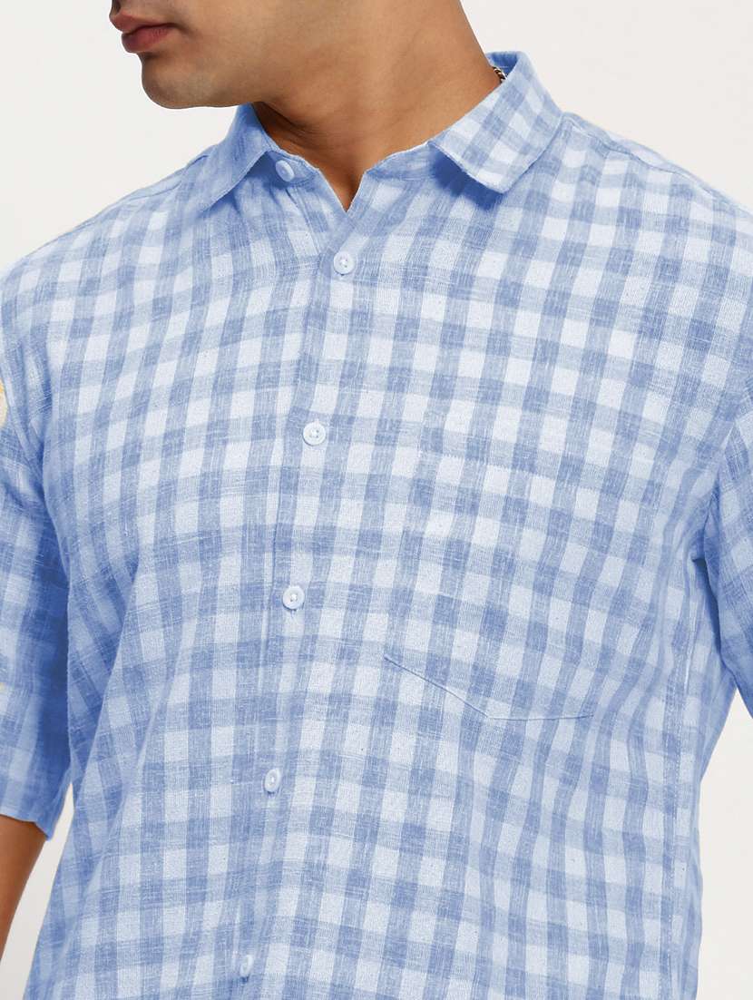 men checkered short sleeve regular fit casual shirt - 21968083 -  Standard Image - 4