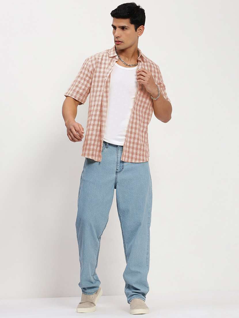 men checkered short sleeve collared casual shirt - 21968084 -  Standard Image - 4