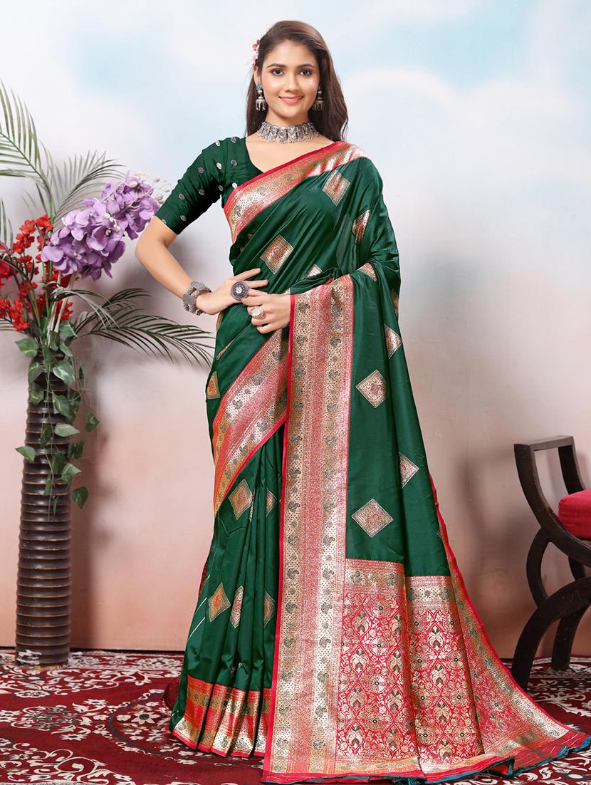women self design banarasi saree with blouse - 21968099 - Zoom Image - 0