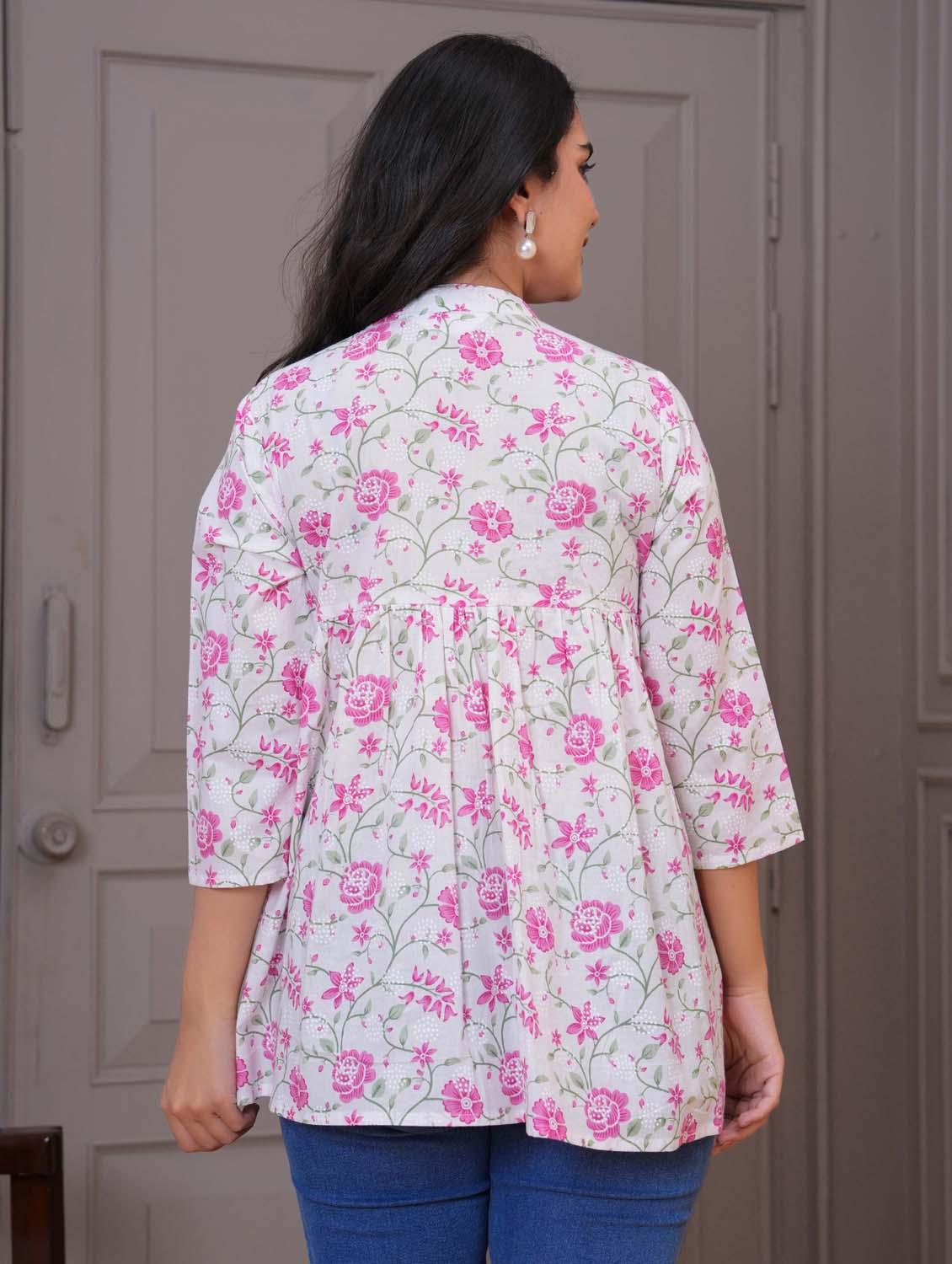 women floral three quarter sleeve flared tunic - 21968118 - Standard Image - 4