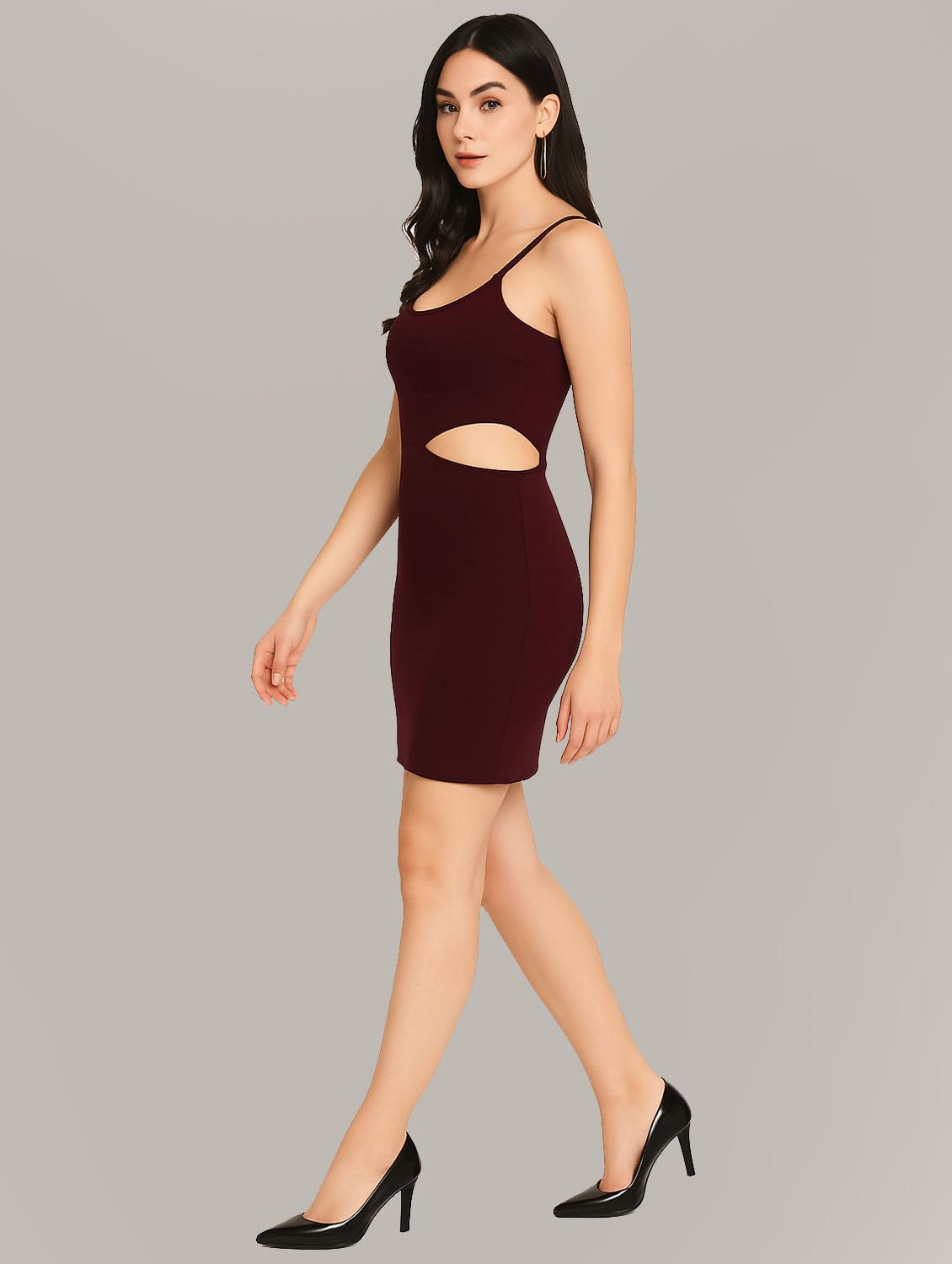 women solid shoulder strap bodycon dress - 21968121 - Standard Image - 1