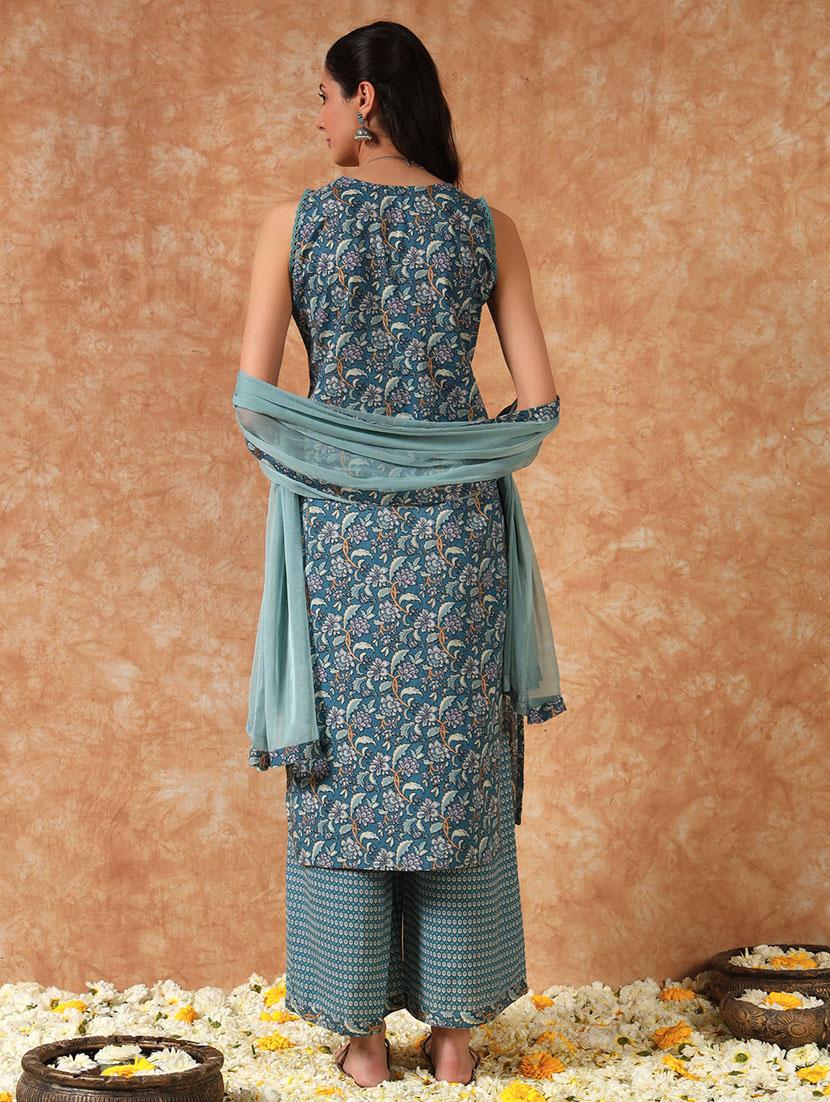 women floral print kurt aand palazzo with dupatta set - 21968129 - Standard Image - 4