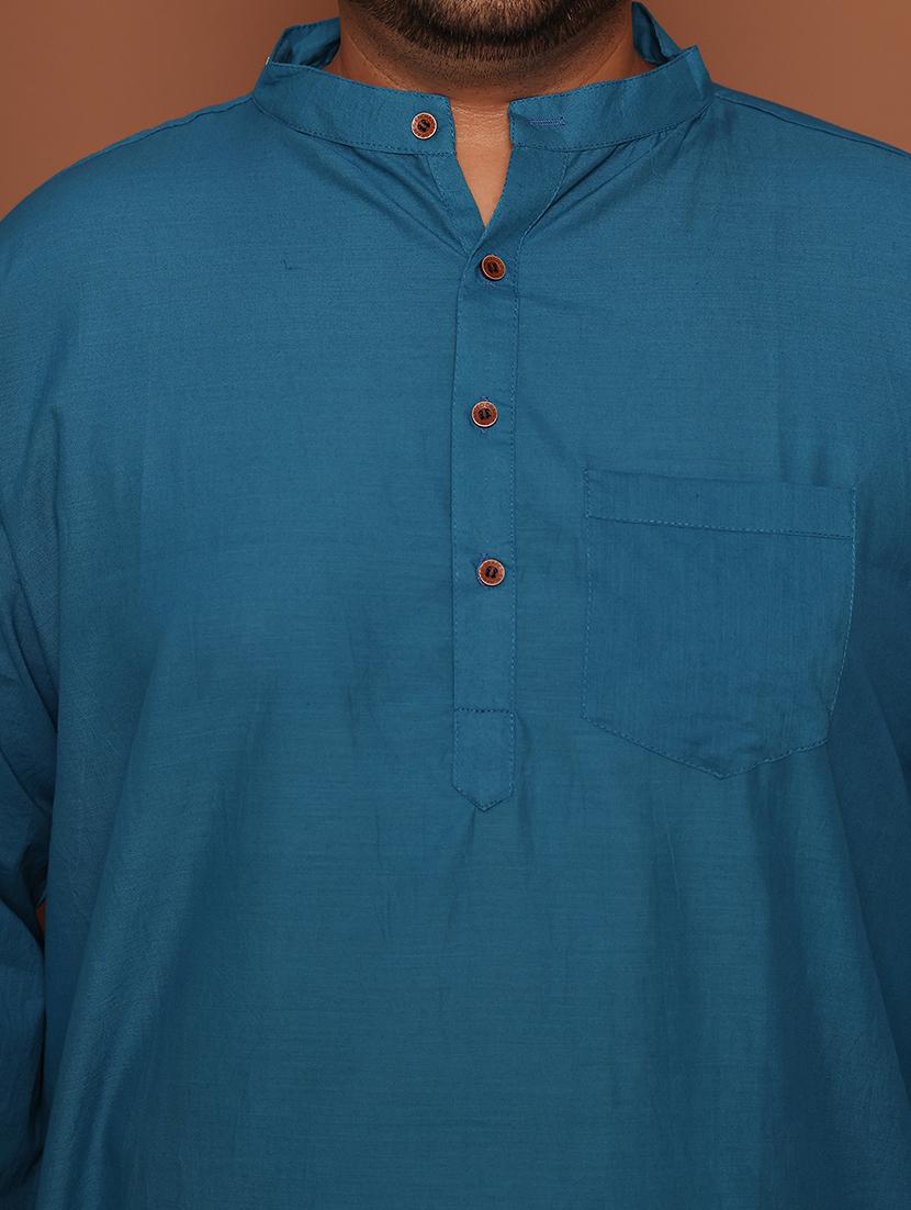 men solid mandarin neck long kurta - 21968142 - Standard Image - 6