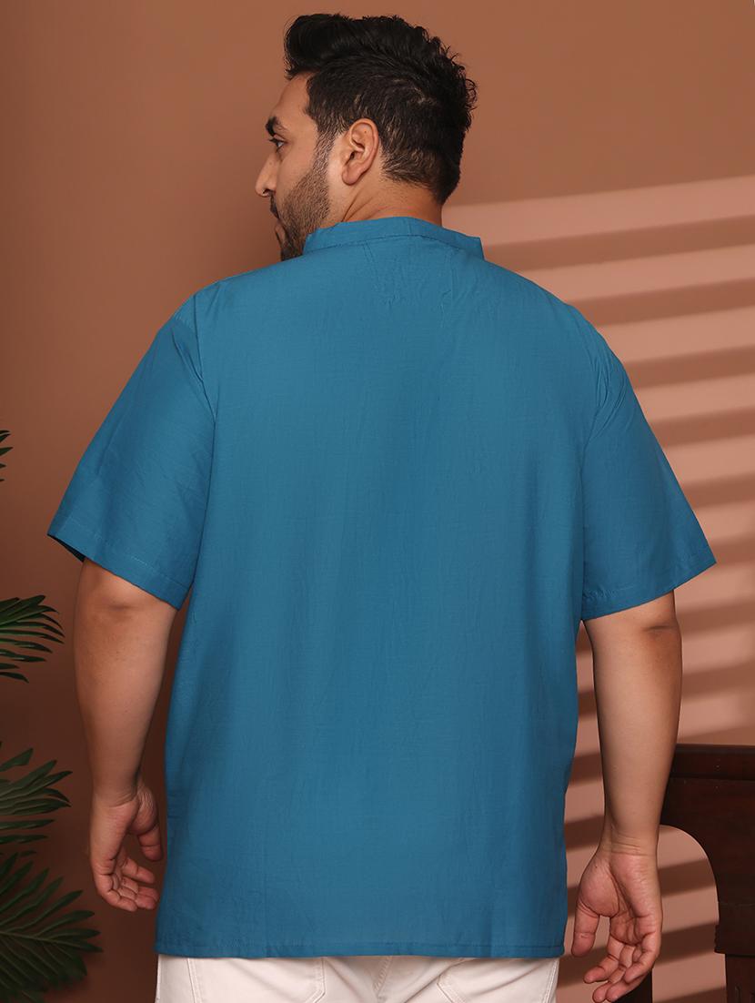 men solid mandarin neck short kurta - 21968143 - Standard Image - 4