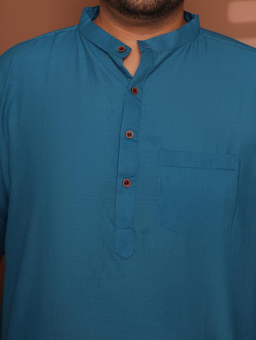 men solid mandarin neck short kurta - 21968143 - Standard Image - 6