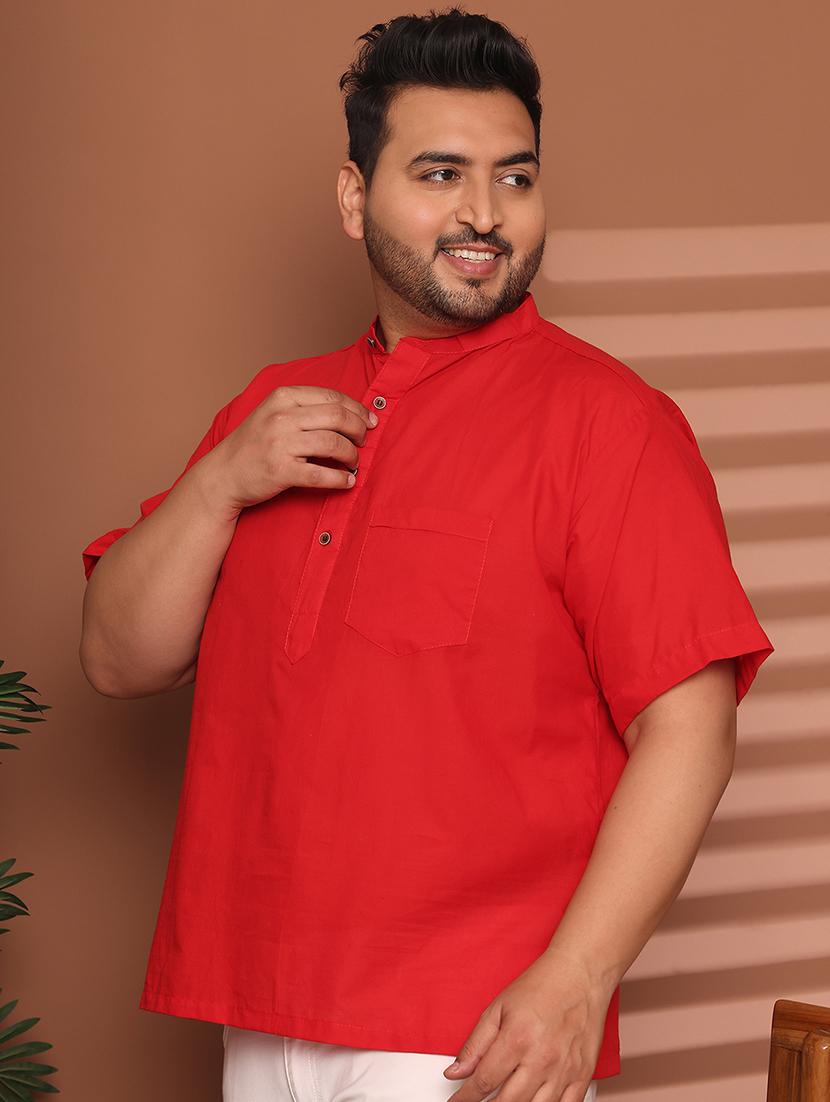 men solid mandarin neck short kurta - 21968145 - Standard Image - 1