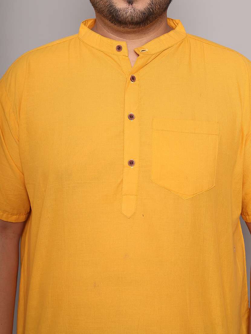 men solid mandarin neck short kurta - 21968147 -  Standard Image - 6