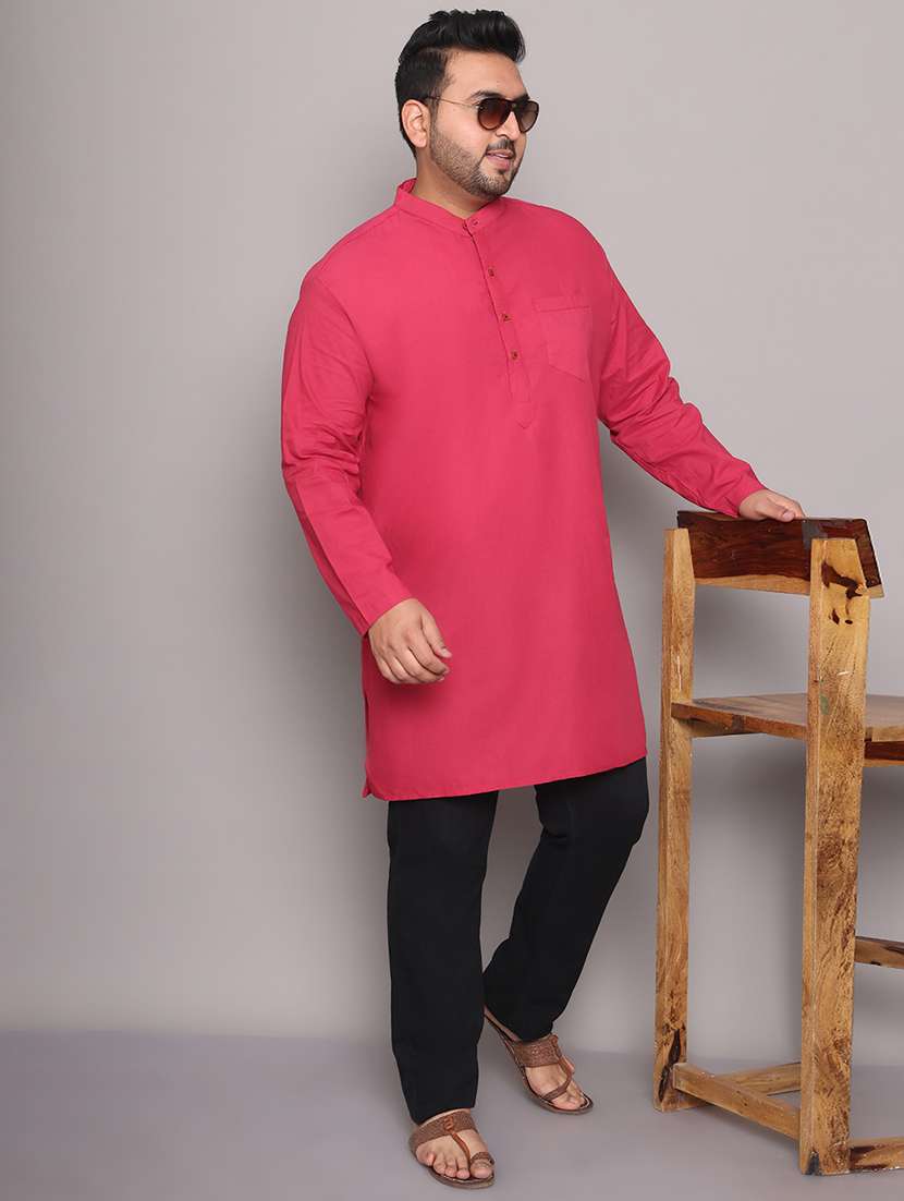 men solid mandarin neck long kurta