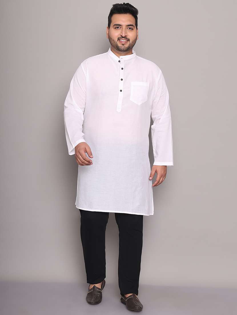 men solid mandarin neck long kurta - 21968150 -  Standard Image - 1