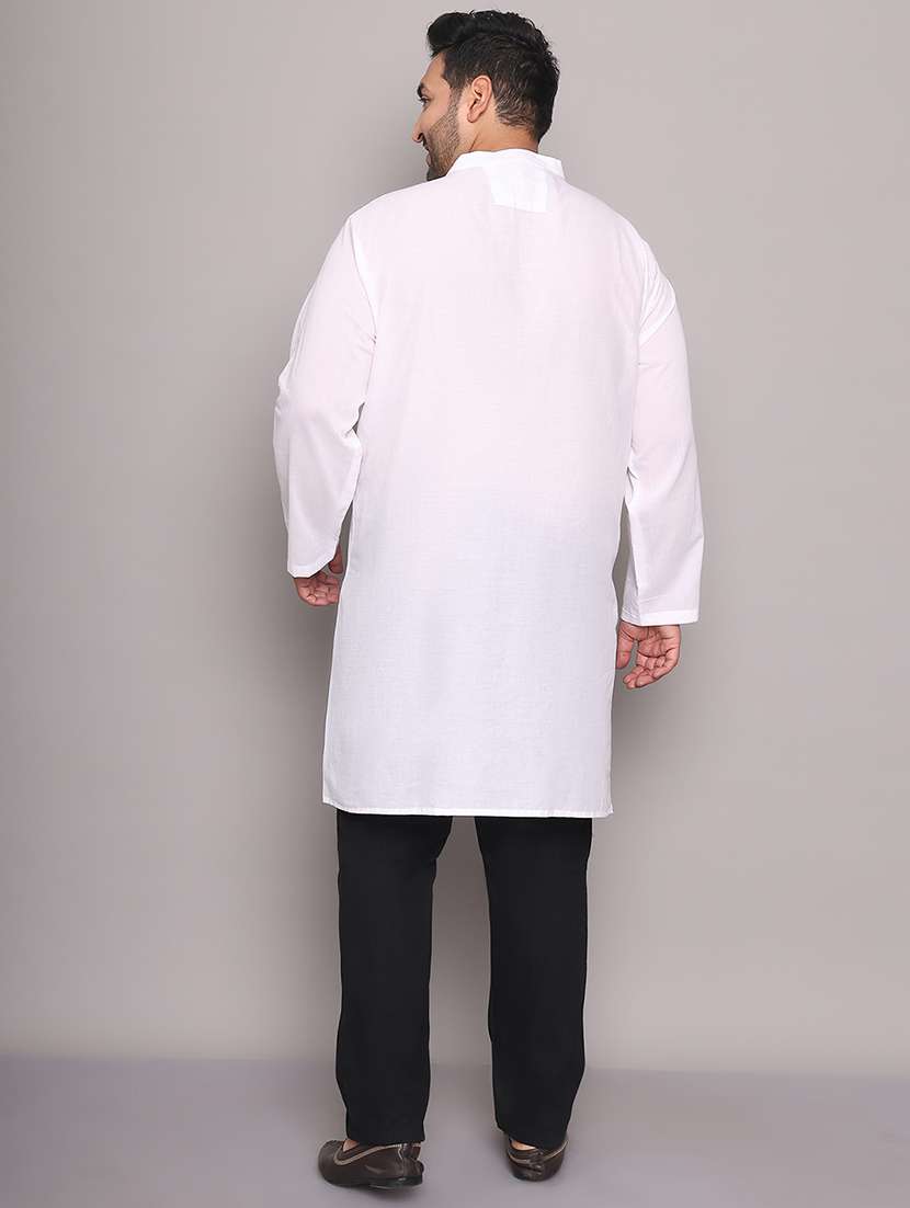 men solid mandarin neck long kurta - 21968150 -  Standard Image - 4