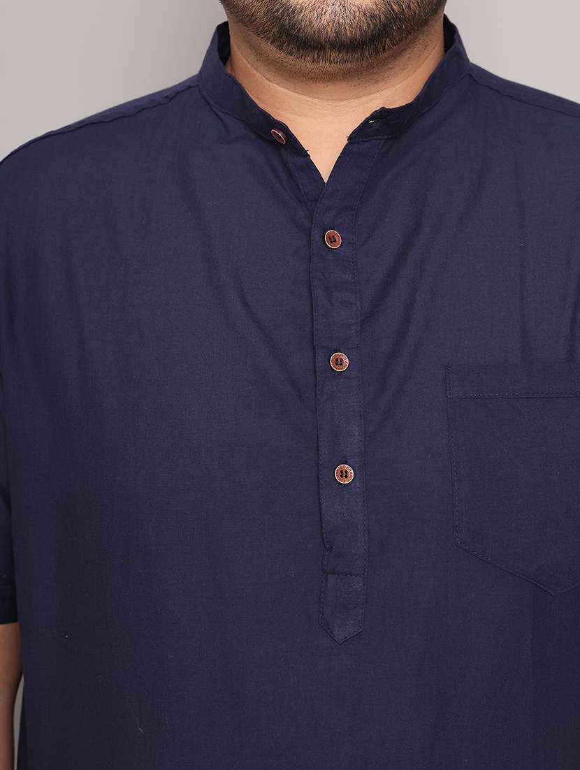 men solid mandarin neck short kurta - 21968153 -  Standard Image - 6