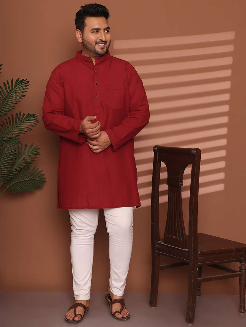 men solid mandarin neck long kurta - 21968154 -  Standard Image - 1