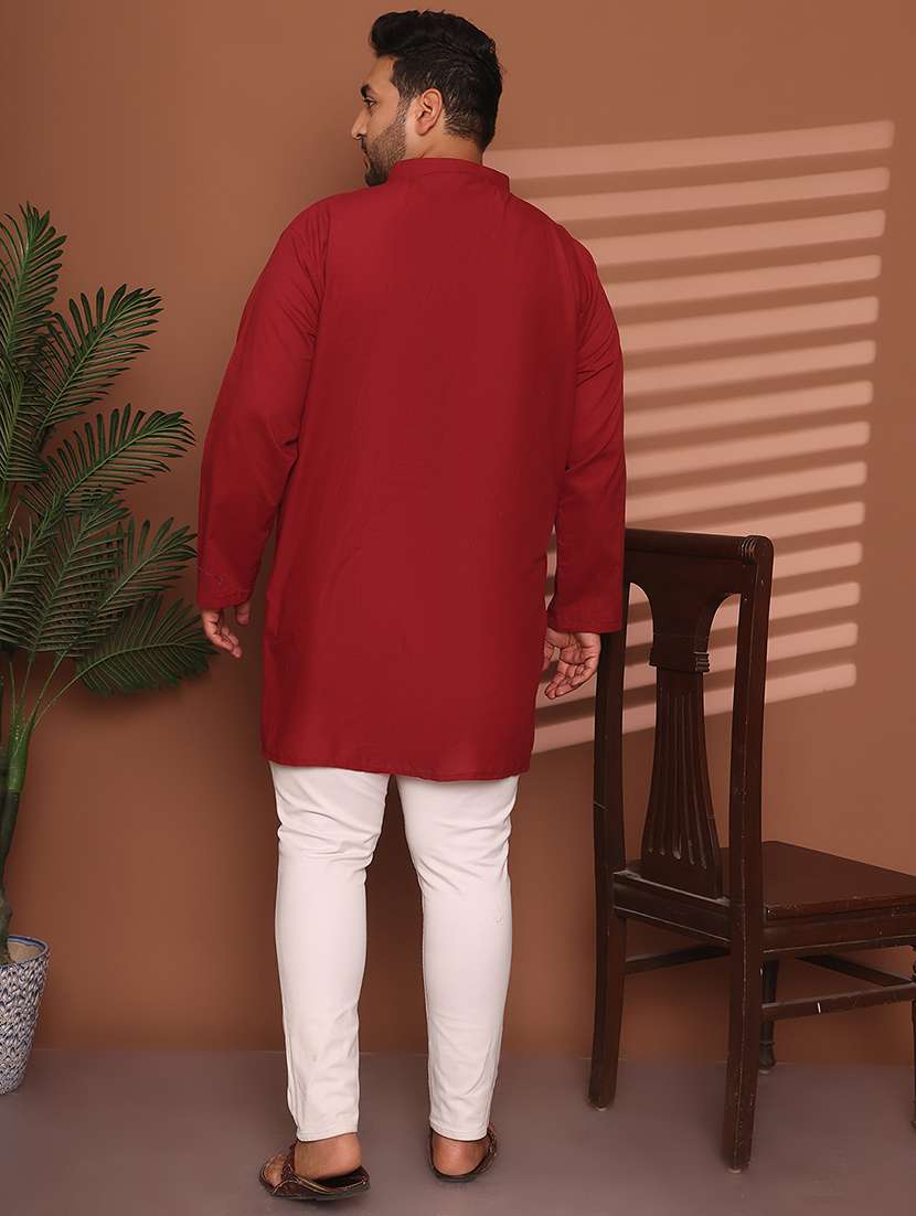 men solid mandarin neck long kurta - 21968154 -  Standard Image - 4
