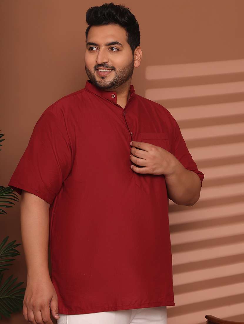 men solid mandarin neck short kurta - 21968155 -  Standard Image - 1