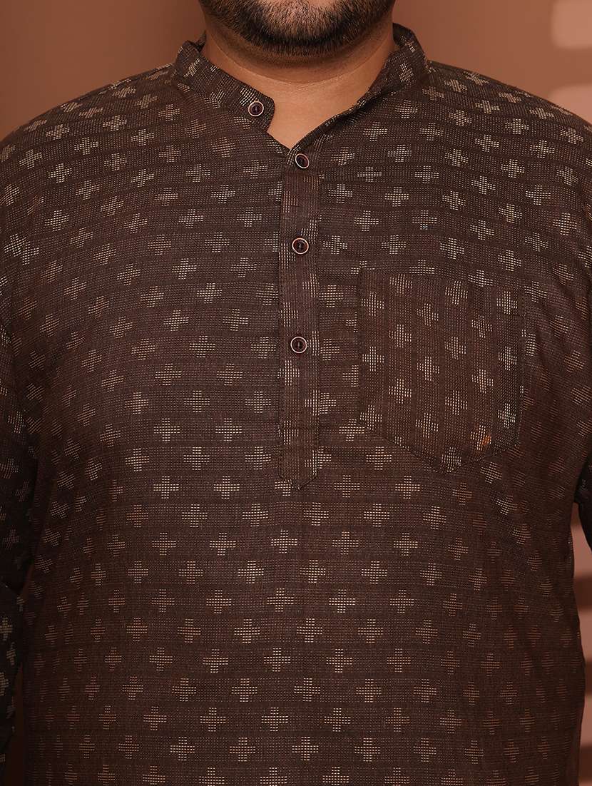 men self design mandarin neck long kurta - 21968156 - Standard Image - 6
