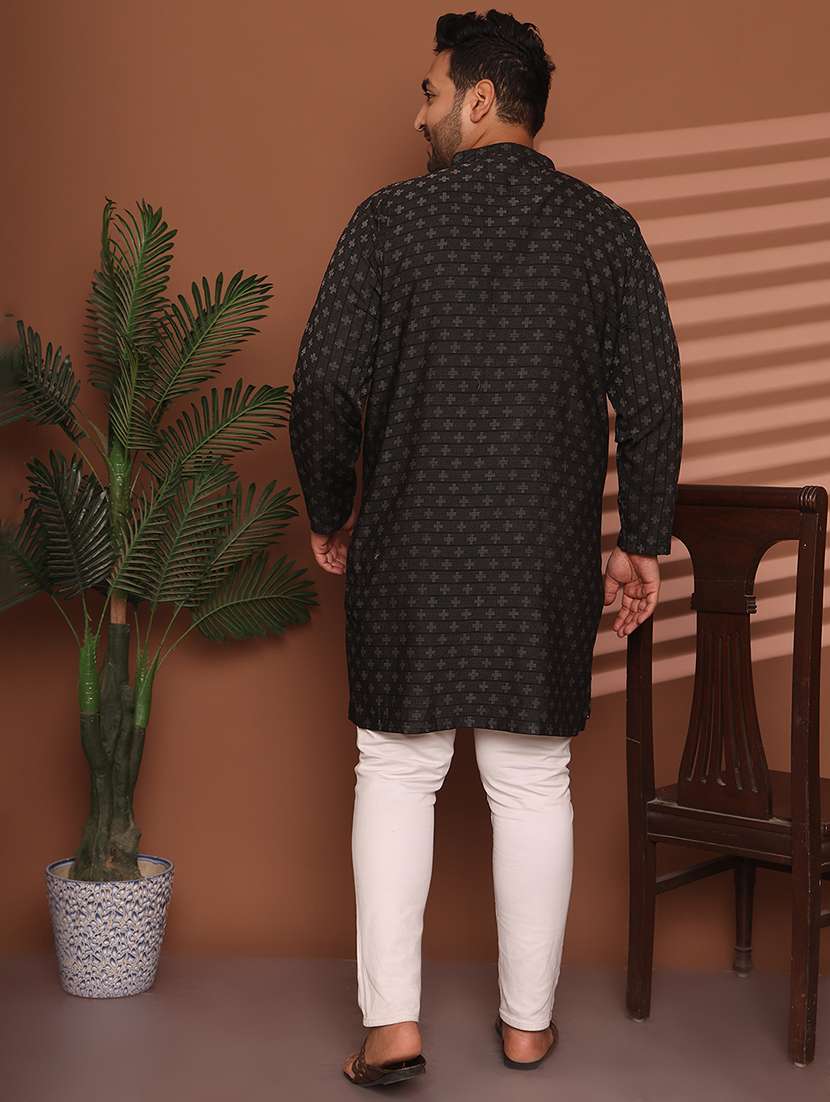 men self design mandarin neck long kurta - 21968158 -  Standard Image - 4