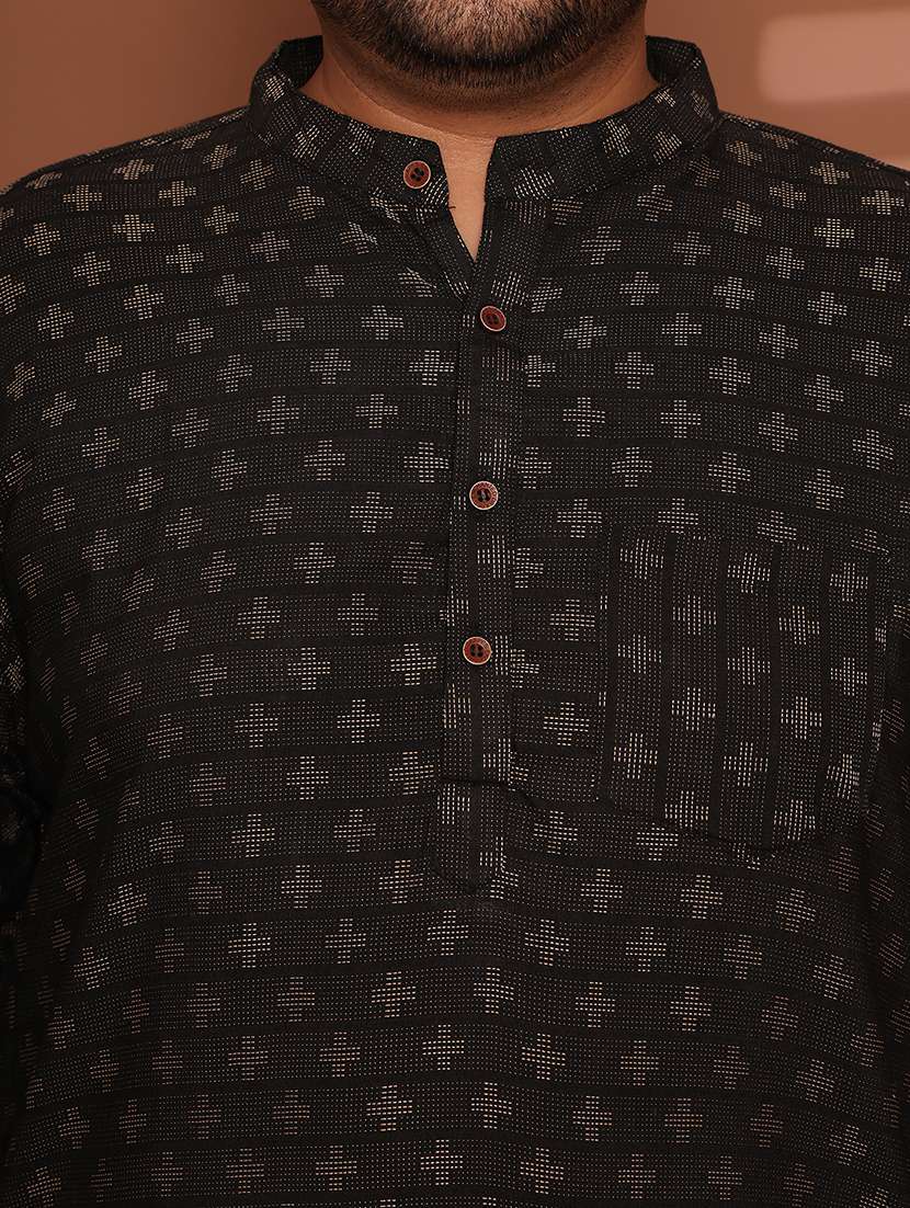 men self design mandarin neck long kurta - 21968158 -  Standard Image - 6