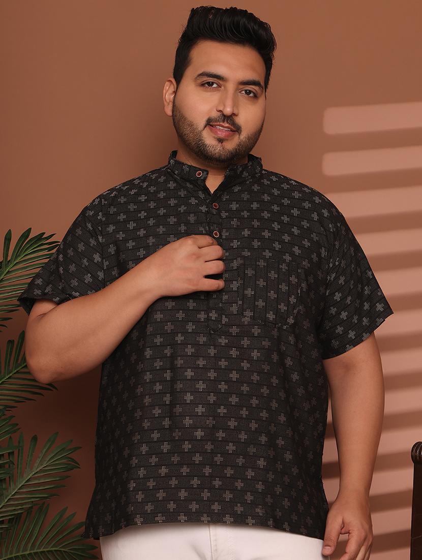 men self design mandarin neck short kurta - 21968159 - Zoom Image - 0