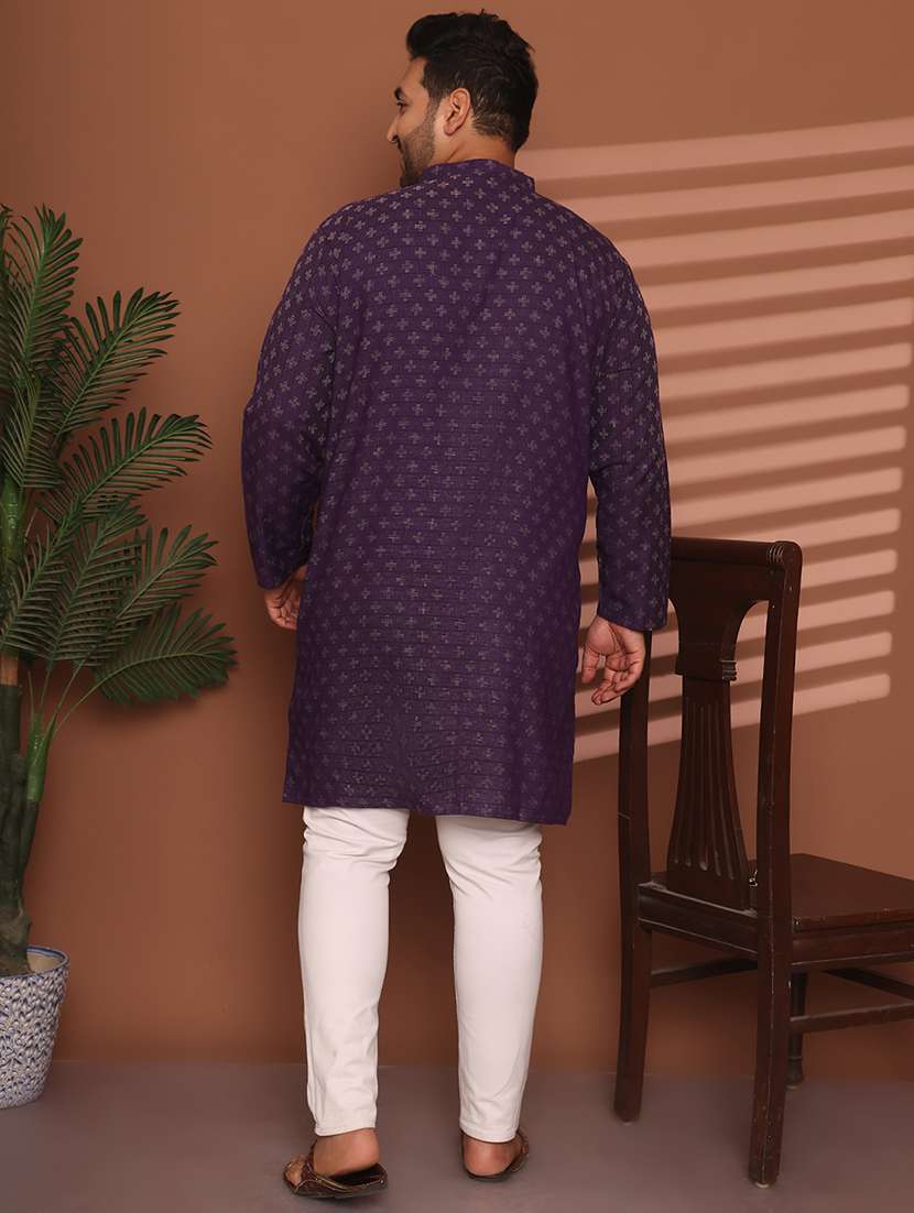 men self design mandarin neck long kurta - 21968160 -  Standard Image - 4