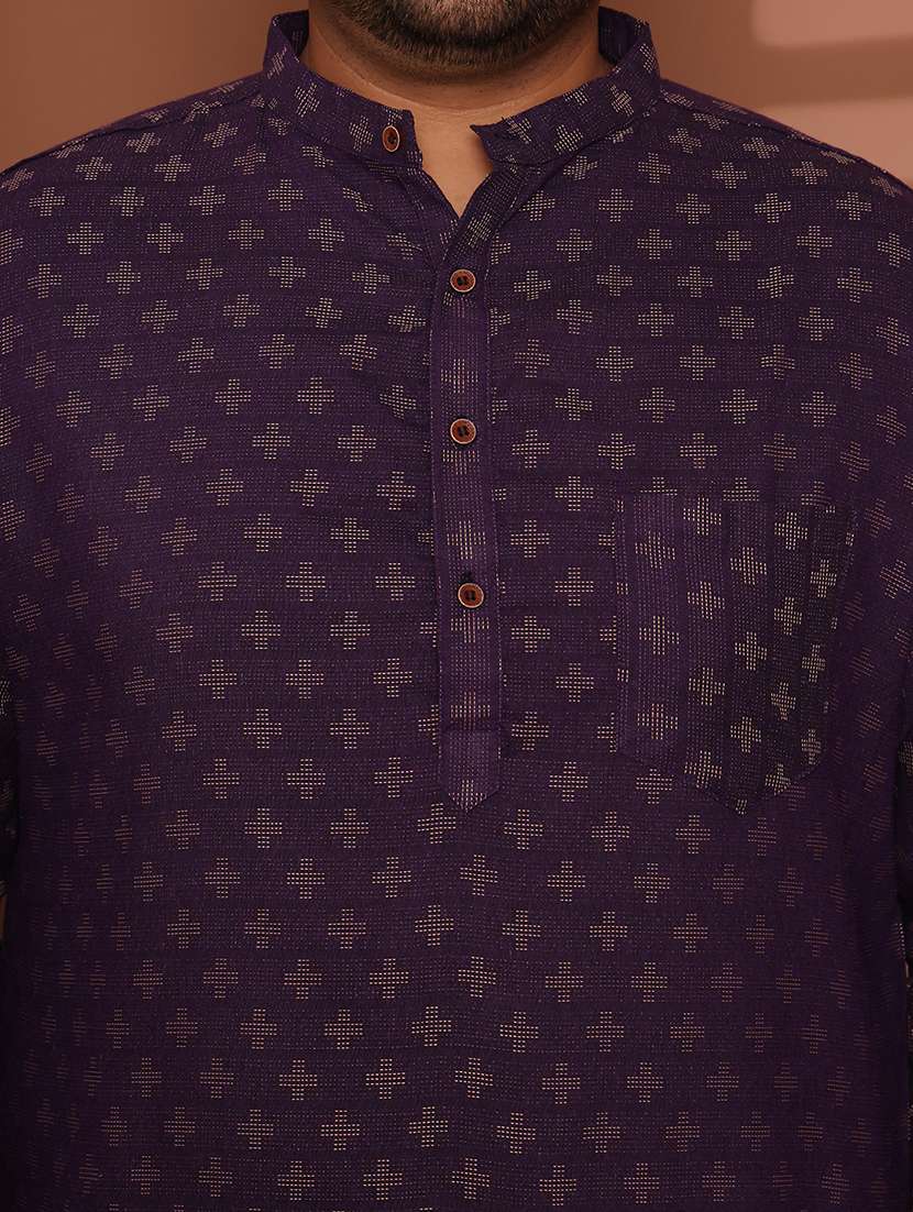men self design mandarin neck long kurta - 21968160 -  Standard Image - 6