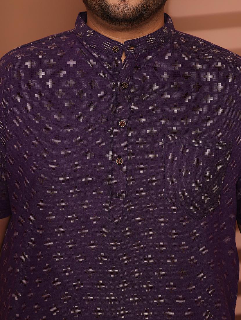men self design mandarin neck short kurta - 21968161 - Standard Image - 6