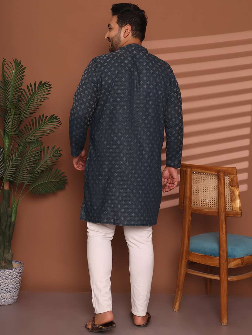 men self design mandarin neck long kurta - 21968162 -  Standard Image - 4
