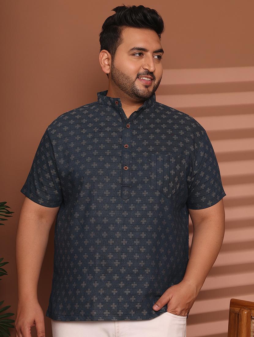 men self design mandarin neck short kurta - 21968163 - Standard Image - 1