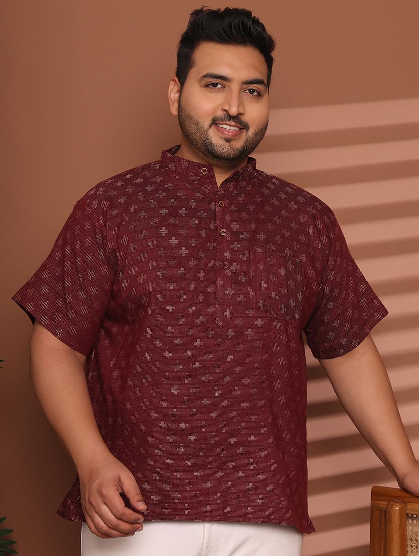 men self design mandarin neck short kurta - 21968165 - Standard Image - 1