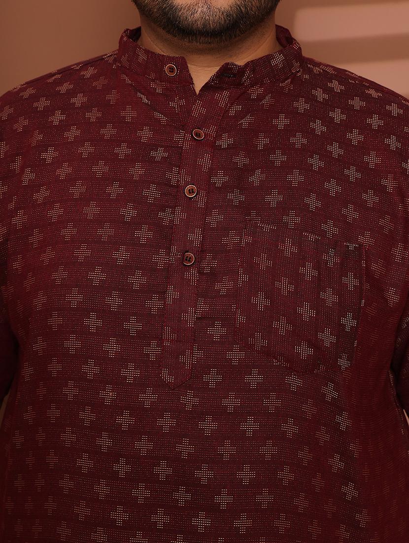 men self design mandarin neck short kurta - 21968165 - Standard Image - 6