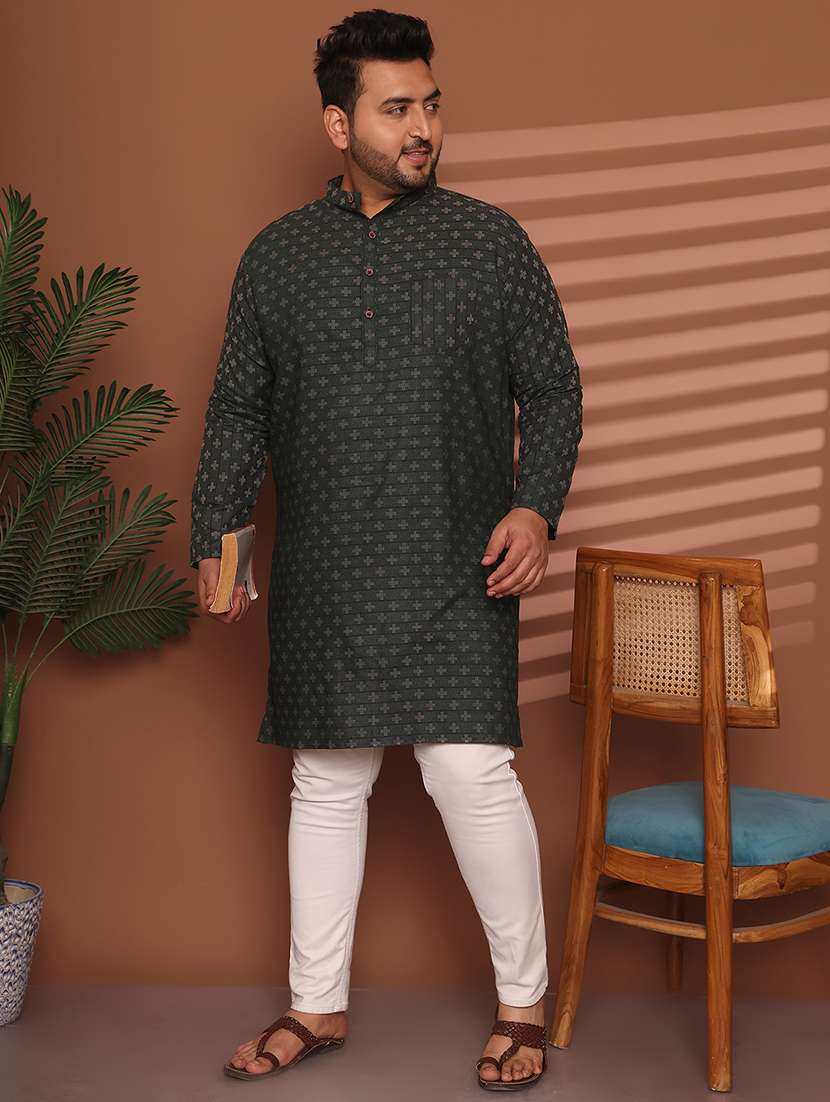 men self design mandarin neck long kurta - 21968166 -  Standard Image - 1