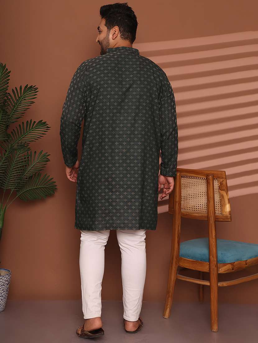 men self design mandarin neck long kurta - 21968166 -  Standard Image - 4
