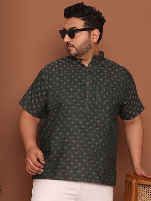 men self design mandarin neck short kurta - 21968167 - Standard Image - 0