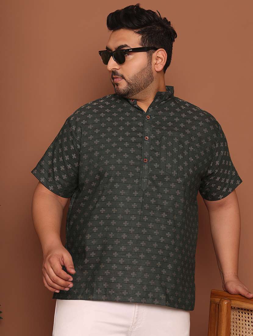 men self design mandarin neck short kurta - 21968167 - Zoom Image - 0