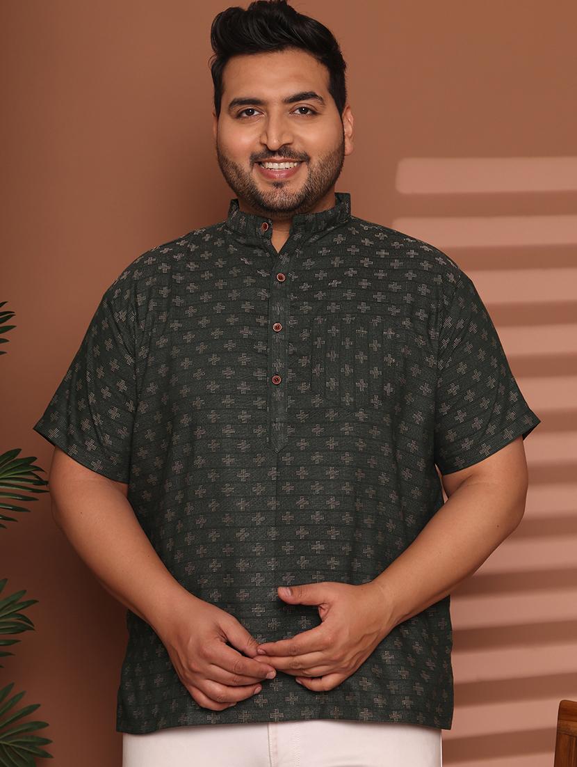 men self design mandarin neck short kurta - 21968167 - Standard Image - 1