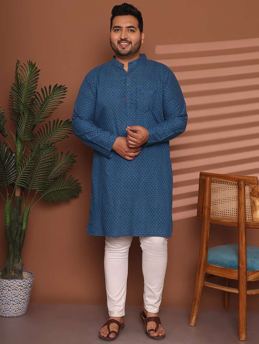 men self design mandarin neck long kurta - 21968168 -  Standard Image - 1