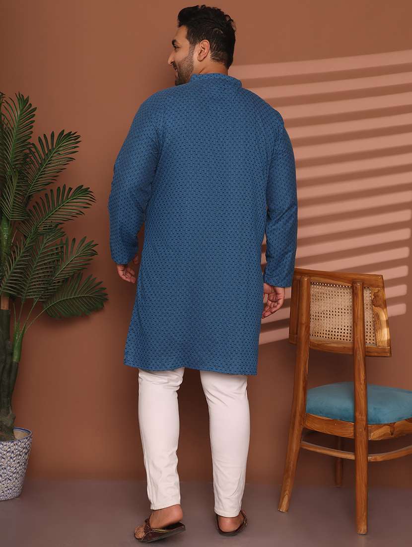 men self design mandarin neck long kurta - 21968168 -  Standard Image - 4