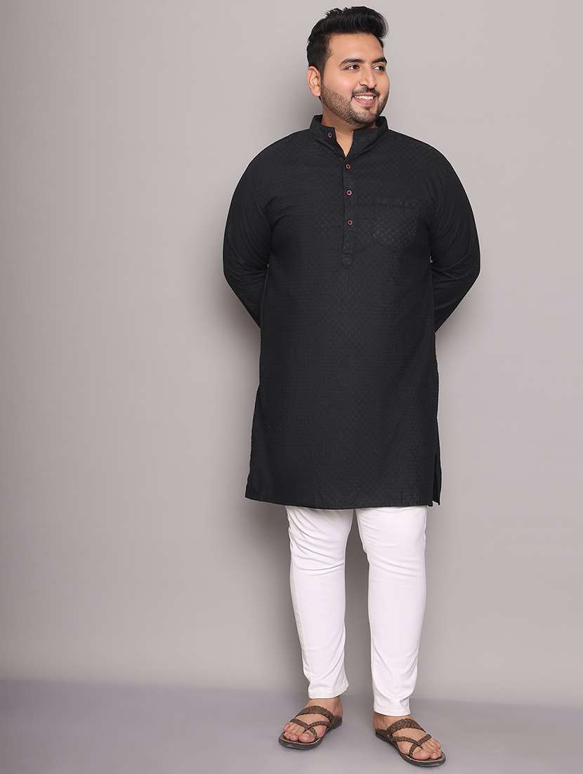 men self design mandarin neck long kurta - 21968170 -  Standard Image - 1
