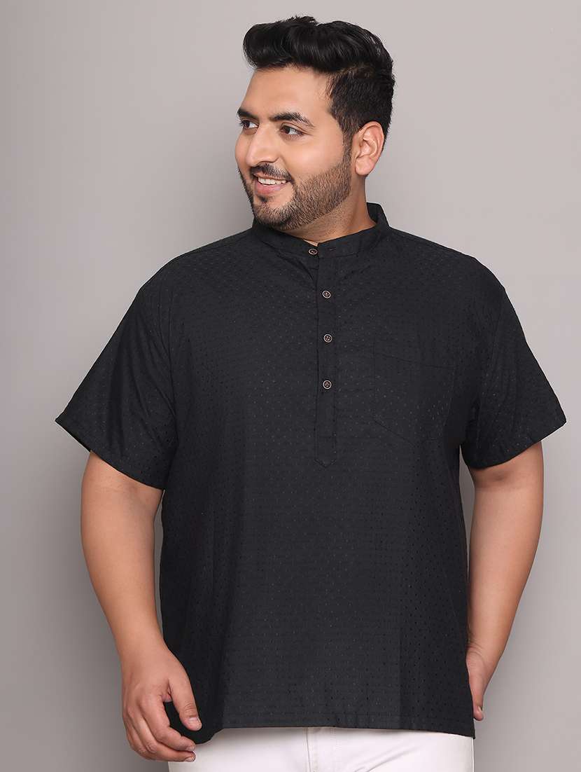 men self design mandarin neck short kurta - 21968171 -  Standard Image - 1
