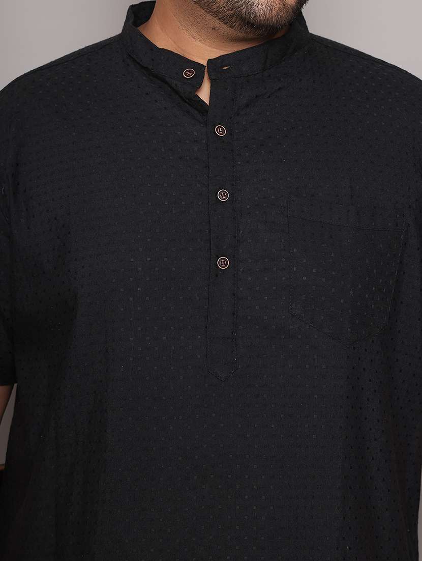 men self design mandarin neck short kurta - 21968171 -  Standard Image - 6