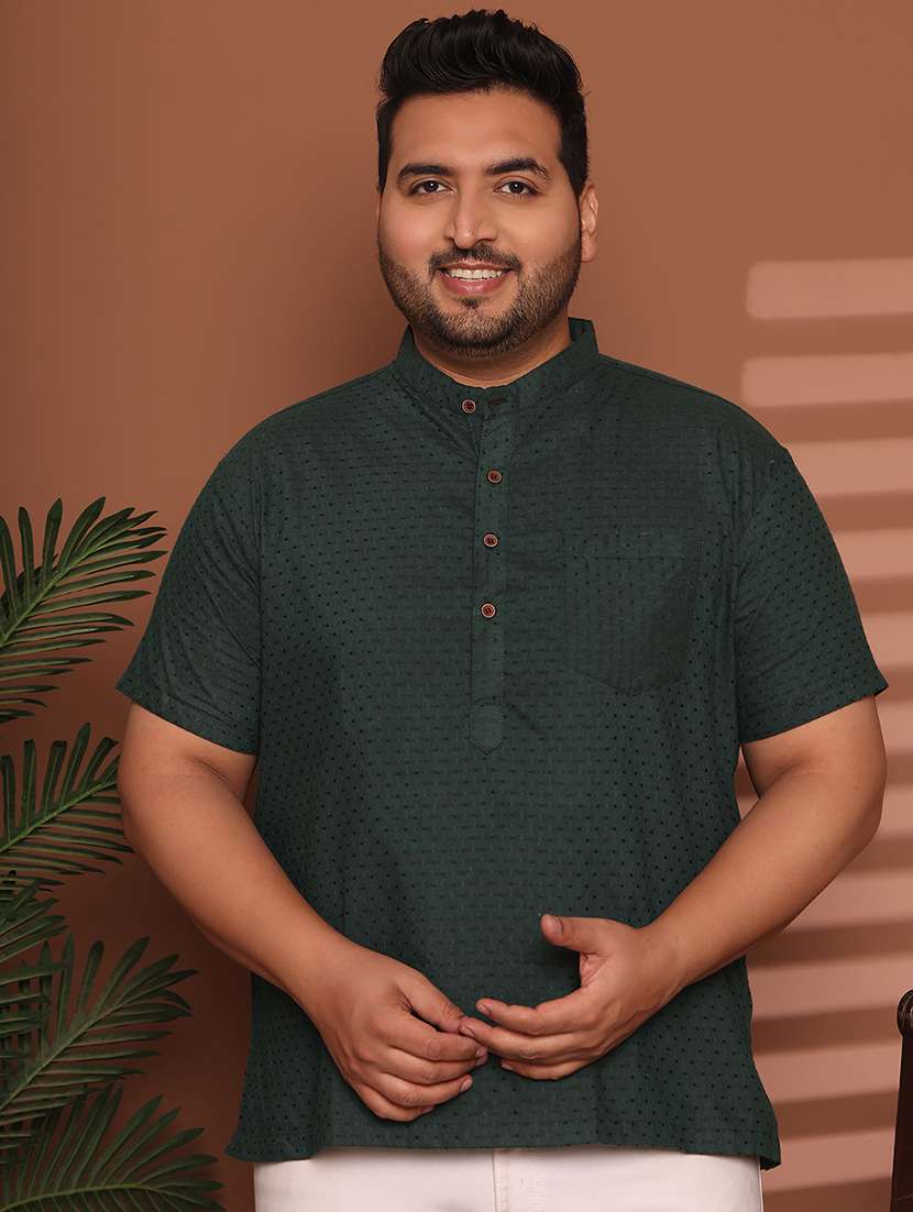men self design mandarin neck short kurta - 21968173 -  Standard Image - 1