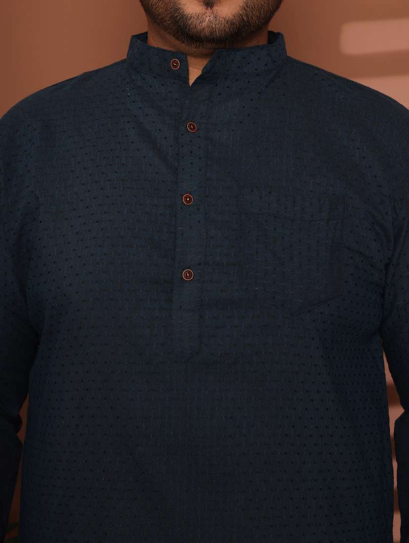 men self design mandarin neck long kurta - 21968174 - Standard Image - 6