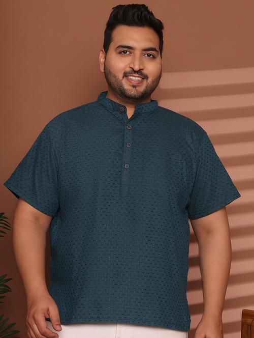 men self design mandarin neck short kurta - 21968175 - Standard Image - 0