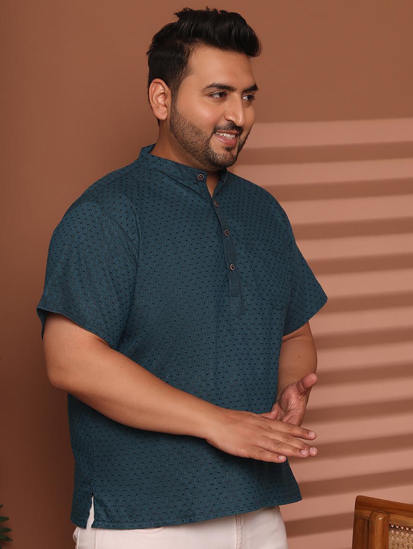 men self design mandarin neck short kurta - 21968175 - Standard Image - 1