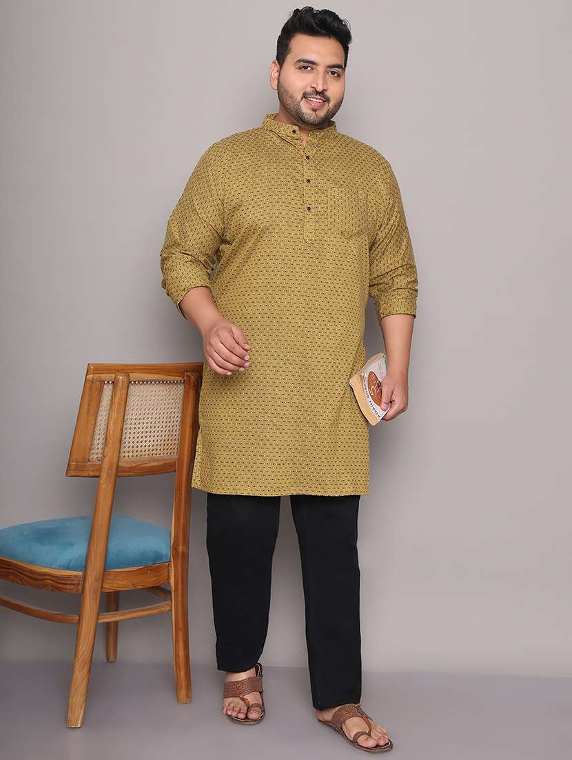 men self design mandarin neck long kurta - 21968176 - Zoom Image - 0